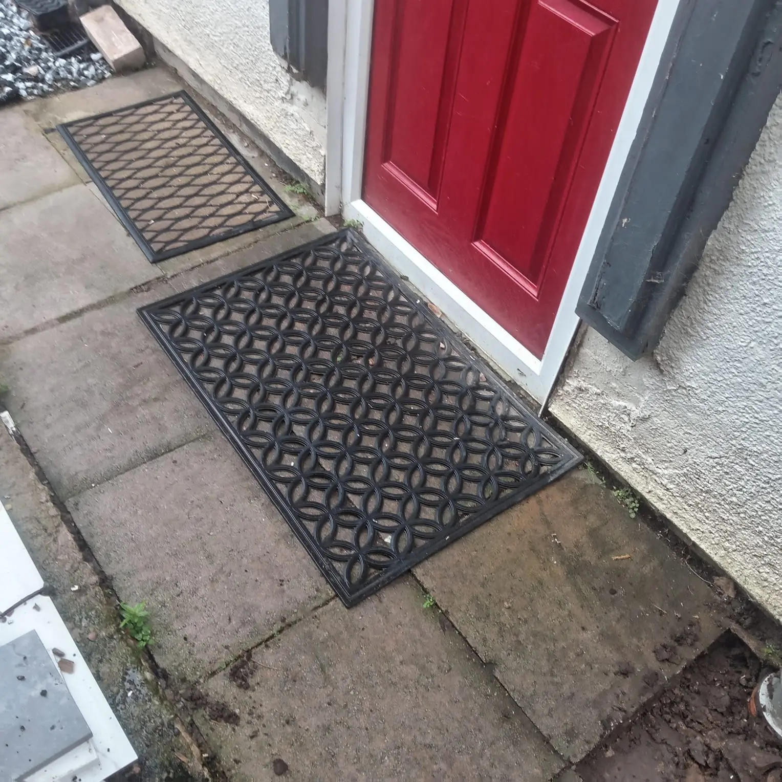 Front doorstep and flagged path before groundwork repairs Preston