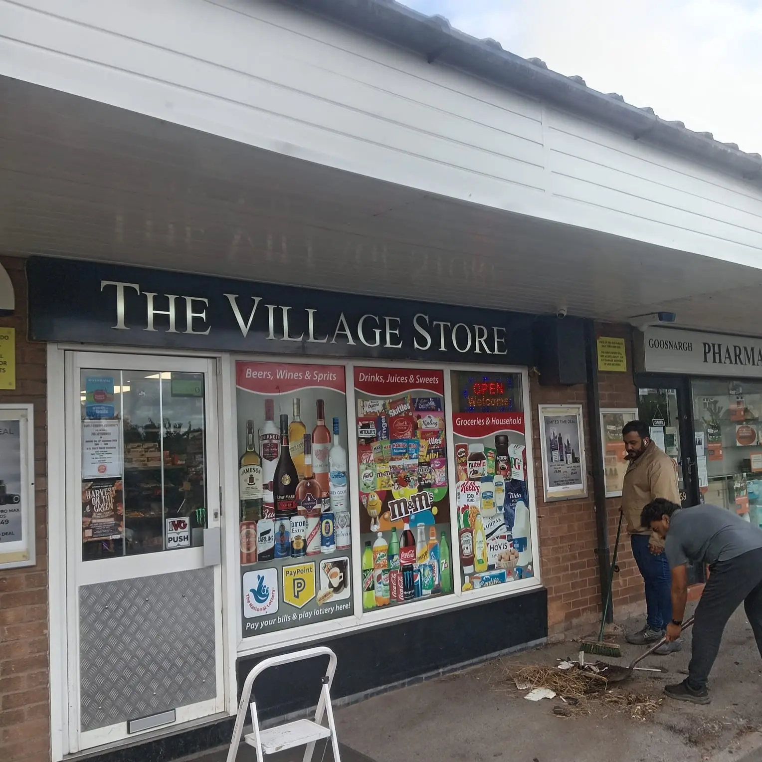Completed white uPVC shop fascia and guttering Goosnargh Preston