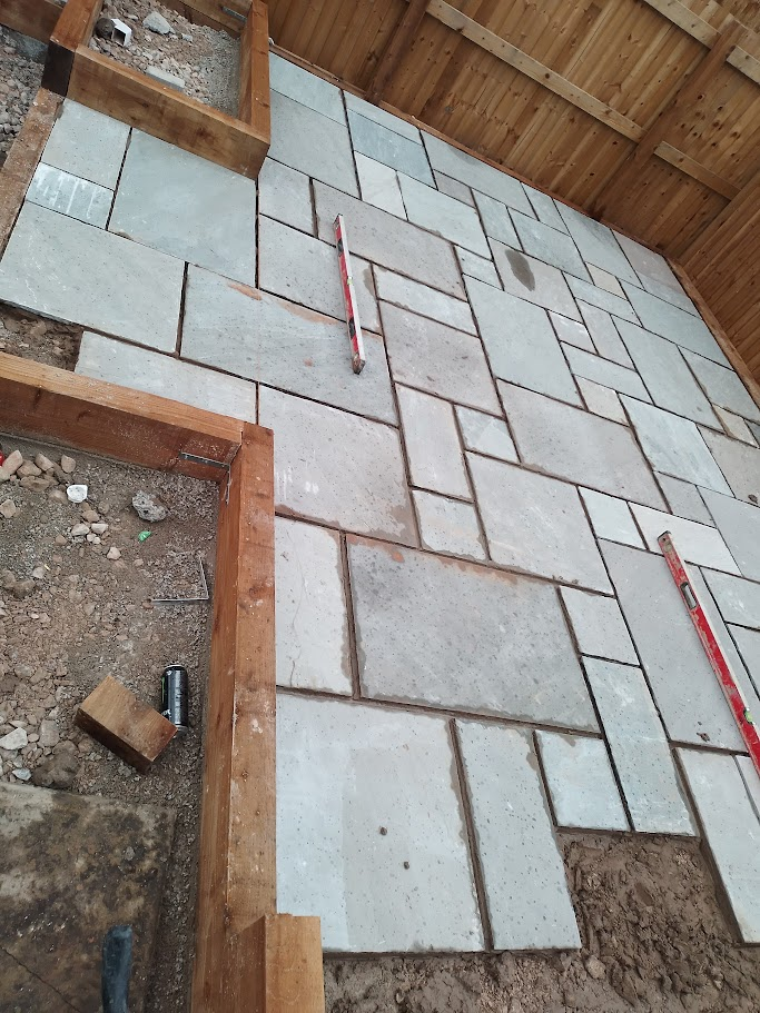 Indian sandstone patio installation