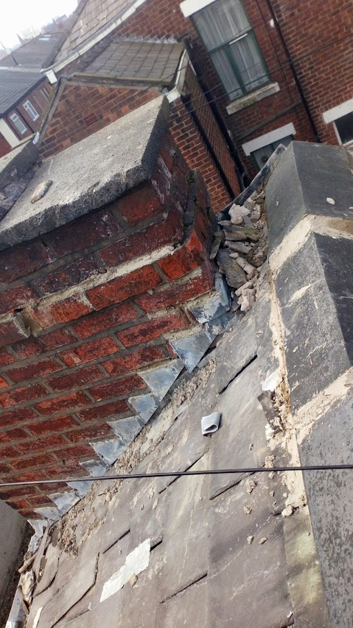 Chimney stack rebuild and lead flashing repair Lancashire